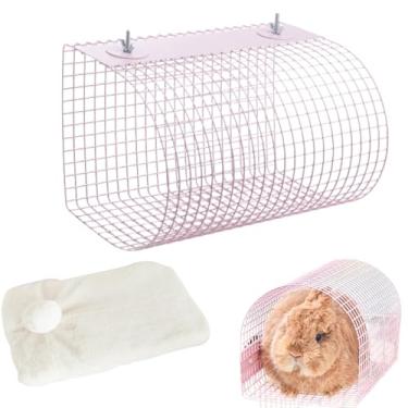 Imagem de Túnel de metal de coelho com tapete de algodão resistente túnel de ferro brinquedo respirável esconderijo de hamster para coelho esconderijo de porquinho da índia chinchila adequado para todas as