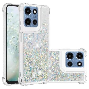 Imagem de LEMAXELERS Capa com glitter líquido brilhante para Motorola Moto G Stylus 5G 2025 Quicksand Crystal Bling Capa protetora TPU à prova de choque para Moto G Stylus 5G 2025. YBL Love Silver