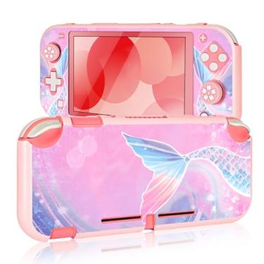Imagem de DLseego Capa protetora Flash Switch Lite Cool Hard PC Shell à prova de choque resistente a arranhões Joy Con Anime Fishtail Skin com 2 peças adoráveis bonés de aperto de polegar de desenho animado