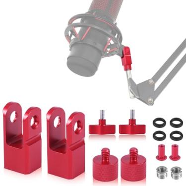 Imagem de BOXOB Conjunto de 2 adaptadores de metal para microfone Hyperx Quadcast, compatível com suporte de microfone Hyperx Quadcast e braço boom com adaptador de parafuso de 0,9 cm ou 1/10.2 cm, acessório de