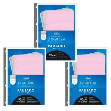 Imagem de Kit 03 Refil Caderno Argolado Fichário Tiliflex Universitário (Colorid