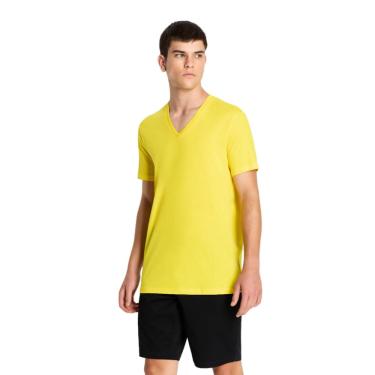 Imagem de Camiseta Armani Exchange Basic Pima com decote em V para homens Cyber Yellow