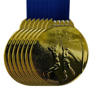 Imagem de Kit 10 Medalhas Esportivas Futebol 3,5cm Metal Dourado Top Modelos: basquete