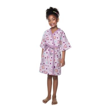 Imagem de Roupao Aveludado Infantil Quimono Estampado Pet Love G