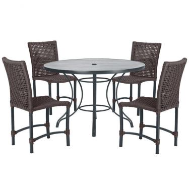 Imagem de Mesa Ascoli Com 4 Cadeiras Cannes De Alumínio Trama Marrom