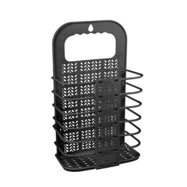 Imagem de Cesto Dobrável Organizador Plástico, 45cm x 30cm x 17cm, Preto, com Alças