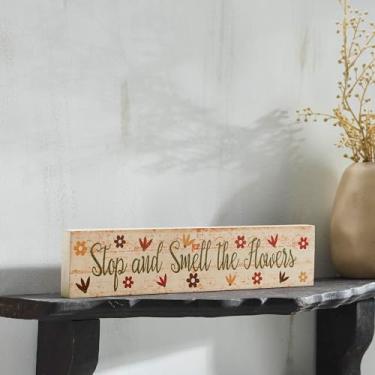 Imagem de VHC Brands Placa de parede MDF Spring in Bloom Stop and Smell The Flowers 3x14, decoração de primavera, decorações de casa para parede ou porta, decoração suspensa de primavera e Páscoa