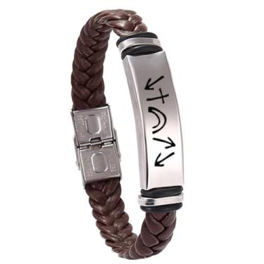 Imagem de YLYYJ Pulseira de testemunha de Jesus Cristão para homens e mulheres, He Came He Died He Arose He Ascended He's Coming Back Pulseira de aço inoxidável de couro trançado Cristo Religiosa para Ele Ela