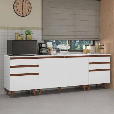 Imagem de Kit com Três Balcões de Cozinha 2 Portas 6 Gavetas (com tampo) Branco Reims Madesa