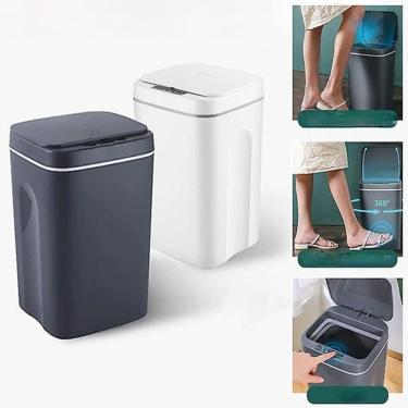 Imagem de Lixeira automatica inteligente 16 litros sensor touch cozinha banheiro premium recarregavel