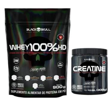 Imagem de Kit Whey 100 HD Refil 900g e Creatine 300g BlackSkull, COOKIES AND CRE