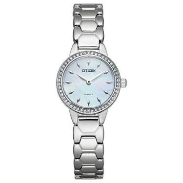 Imagem de Citizen Relógio feminino de quartzo, aço inoxidável, cristal, prateado (modelo: EZ7010-56D)