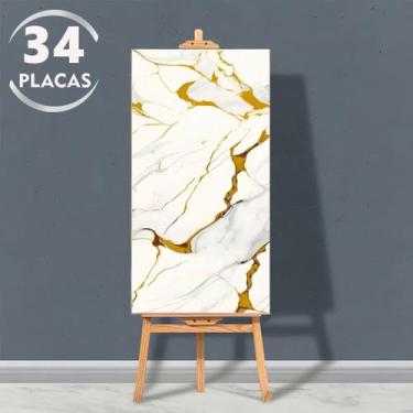 Imagem de Kit 34 Placas Adesiva 3D Revestimento de Parede Vinílico Marmorizado L