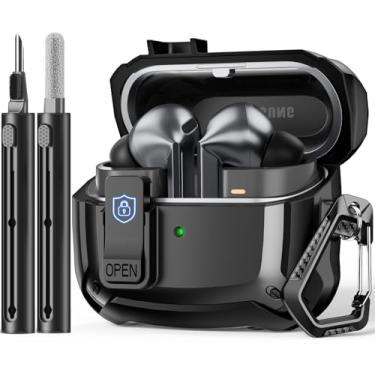 Imagem de Polislime Capa compatível com Samsung Galaxy Buds 3 Pro (2024) / Buds3 FE (2025) / Buds 3 (2024) com clipe de trava segura e kit de limpeza - preta