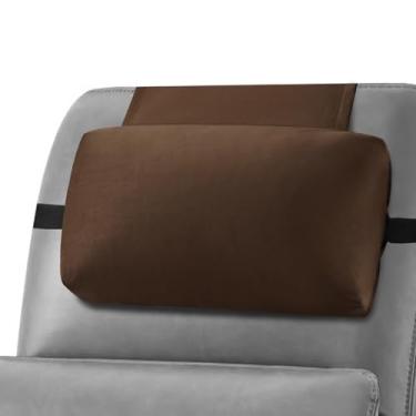 Imagem de Travesseiro reclinável de cabeça, ajustável, desfiado, de espuma viscoelástica para cadeiras reclináveis, almofada de veludo antiderrapante para alívio da dor e pescoço para viagem, casa, poltrona