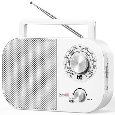 Imagem de Rádio AM FM portátil com recepção de longo alcance, rádio transistor de ondas curtas Goodes com alto-falante grande, alimentado por bateria ou alimentação CA, botão de afinação grande, mostrador