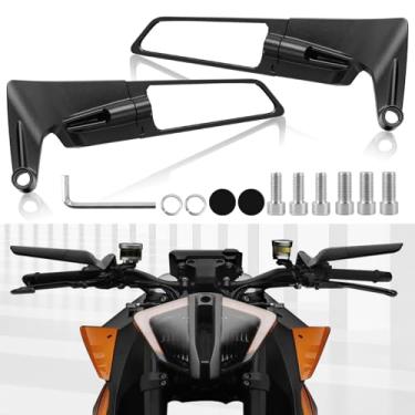 Imagem de Espelhos retrovisores de motocicleta, espelhos laterais de asa de vento rotativos ajustáveis de 360°, universais de 8 mm e 10 mm, adequado para Kawasaki Z400 Z650 Z900 Z1000, KTM Duke 125 200 250 390