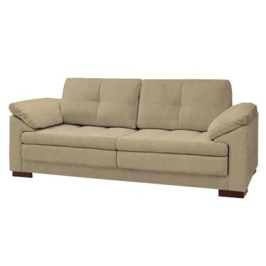 Imagem de Sofá Decorativo Sala de Estar Marselha Fixo 2 Lugares 175cm Couro Bege