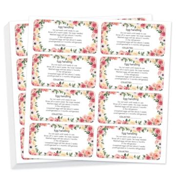 Imagem de GOMAKERER 160 etiquetas de caixa de ovos, adesivos de manuseio de ovos de flores, adesivos de fazenda frescos, adesivos de PET para embalagem de ovos para caixa de recipiente, suprimentos agrícolas