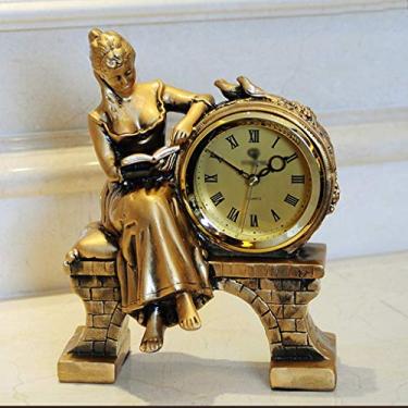 Imagem de Relógio de mesa vintage nórdico de resina decoração de casa sala de estar quarto escritório relógio de mesa retrô relógio de mesa presente