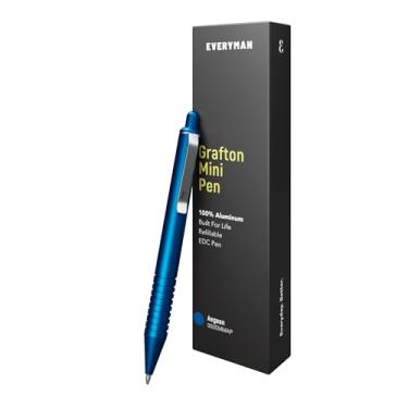 Imagem de Grafton Mini caneta de clique, caneta EDC com ranhuras profundas, utensílio de escrita de metal recarregável de bolso, versátil com cartuchos, presente para escritório, negócios, executivo, uso diário