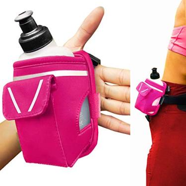Imagem de "2 em 1 Corrida Divertida" – Garrafa de água e cinto de corrida rosa portátil de 355 ml – Tiras nas suas mãos ou deslizantes no cinto! Bolso impermeável para guardar dinheiro, chaves, identidade – Maximiza o seu tempo, liberdade, saúde!