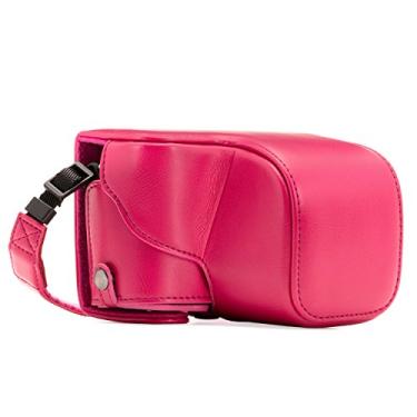 Imagem de MegaGear Ever Ready Capa protetora de couro para câmera, bolsa para Sony Alpha A6000 com 16 – 50 mm, Hot Pink