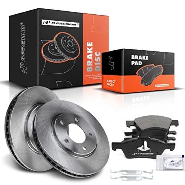 Imagem de A-Premium Rotores de freio a disco ventilados frontais de 281 mm + kit de pastilhas de cerâmica compatíveis com modelos selecionados Chrysler e Dodge - Town & Country 01-07, Voyager 03, Caravan, Grand