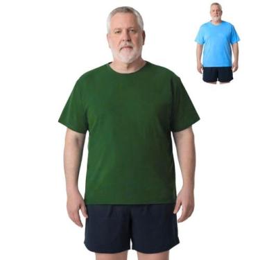 Imagem de Kit 2 Camisas Masculina Manga Curta Plus Size Malha Fria - Genérica, V