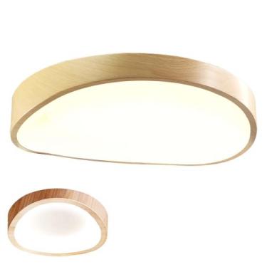 Imagem de Luminaria Plafon Sobrepor Moderno Madeira Led 3 Tons Teto Decoraçao Il