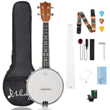 Imagem de Mulucky Kit para iniciantes com 4 cordas Banjo Ukulele Concert de 58 cm com treliça Rod Gig Bag Tuner String Picks - BU8017