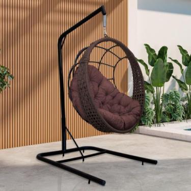 Imagem de Cadeira Balanço Ninho Suspenso em Corda Náutica Luxo com Suporte - Ace