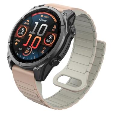 Imagem de MYSNBKN Pulseiras de relógio compatíveis com Garmin Fenix 8 de 47 mm/Fenix 7/Fenix 6, pulseira magnética de silicone dupla face de 22 mm para relógio inteligente Garmin Fenix 7 Pro/Fenix 6 Pro/Fenix 5