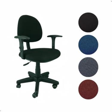 Imagem de Cadeira para Escritório Executiva Giratória Ergonômica com Braços, Tecido, Estrela Arcada e Rodízios PU Antirriscos - Home Gourmet (Azul)