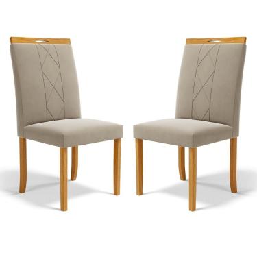 Imagem de Kit Com 2 Cadeiras Ana Madeira Maciça Estofadas Para Mesa De Jantar