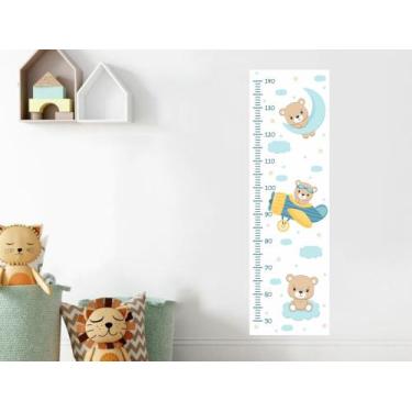 Imagem de adesivo de parede ursinho fofo régua de crescimento - Adesivos Kigrude