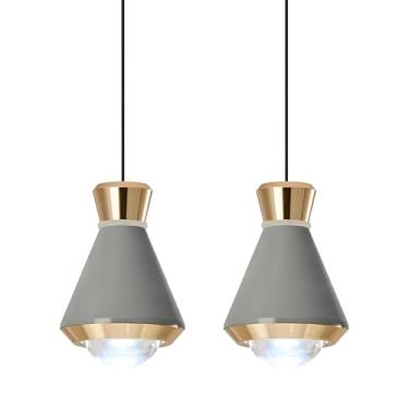 Imagem de zhllmq Mini Luminárias Pendentes Cinza E Douradas, Pacote Com 2, Luz Led Moderna Regulável, Pequena Para Iluminação De Quarto Sobre A Pia