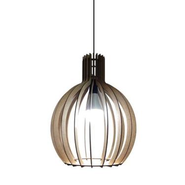 Imagem de Lustre Luminária Pendente de Madeira MDF Mod. Acácia - ECOilumi