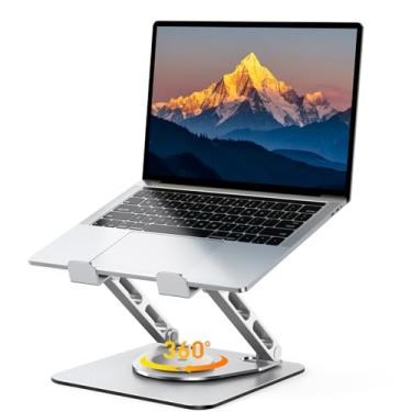 Imagem de RIWUCT Suporte giratório flexível de 360° para mesa, suporte ergonômico ajustável para laptop com suporte de barra dupla, suporte portátil para notebook para MacBook Air Pro, Dell XPS, HP (10-16