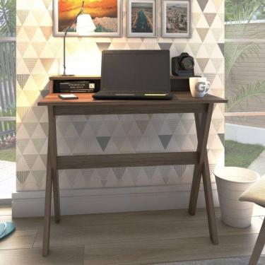 Imagem de Escrivaninha Multiuso Retrô Mesa Tipo Cavalete Itália Nogal