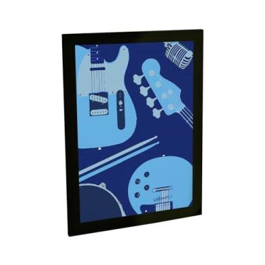 Imagem de Quadro Decorativo Guitarra Azul Ilustração Vetorial