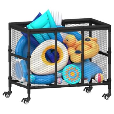 Imagem de Ardier Suporte de macarrão de piscina de 180 galões, cesto de armazenamento de piscina para acessórios de natação, carrinho organizador de brinquedos para piscina ao ar livre, coletes salva-vidas