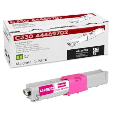 Imagem de Pacote com 1 cartucho de toner magenta de alto rendimento C330 44469702, substituição para OKI C330 44469702 para C310dn C312dn C330dn C331dn C332dn C510dn C511dn C530dn C530dn 531dn Impressora