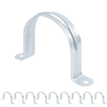 Imagem de JDHGSHL Alça rígida reforçada de 7,6 cm, gancho de grampo de cabo de suporte em U de 2 furos, clipe de tubo de tensão revestido de zinco, braçadeiras de correia de conduítes para fixação de tubos em