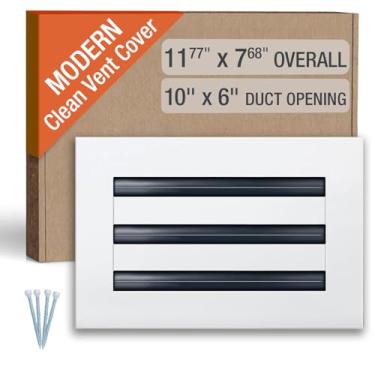 Imagem de FA-STAR 10 x 6 Clean Modern AC Vent Cover - Saída de ar branca decorativa - Difusor de slot linear padrão, vários modos de fluxo de ar - Grade de registro para teto, paredes e pisos - Todo em alumínio