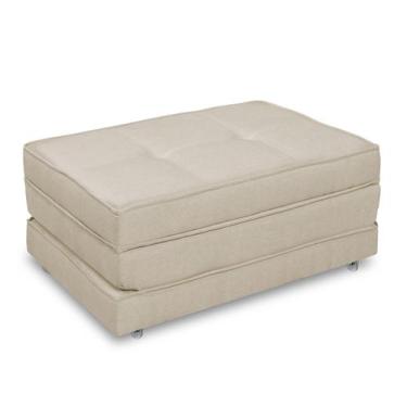 Imagem de Pufe Cama Dobrável Solteiro Com Rodízio Premium - Due Decor, Linho Nud