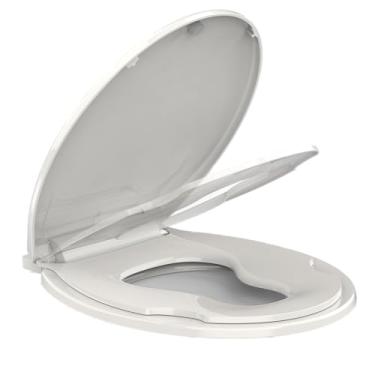 Imagem de Assentos de vaso sanitário redondos com assento infantil embutido, assento de vaso sanitário redondo para adultos e crianças, com fechamento lento e ímãs, material PP seguro fácil de limpar, biscoito