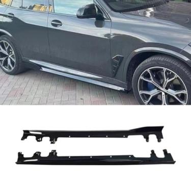 Imagem de Extensão de spoiler de lábio de saia lateral de carro difusor protetor para G05 2019-2024 avental divisor de saia lateral do carro acessórios (preto brilhante)