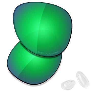 Imagem de SAUCER Lentes de reposição premium e protetores de nariz para óculos de sol Oakley Elmont M OO4119 58 mm de alta definição - Verde jade polarizado