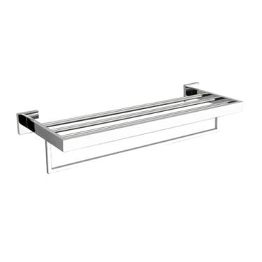 Imagem de Conjunto de acessórios para banheiro em aço inoxidável cromado - Inclui toalheiro, barra de toalha, porta-lenços e gancho para roupão para decoração de banheiro (toalheiro)